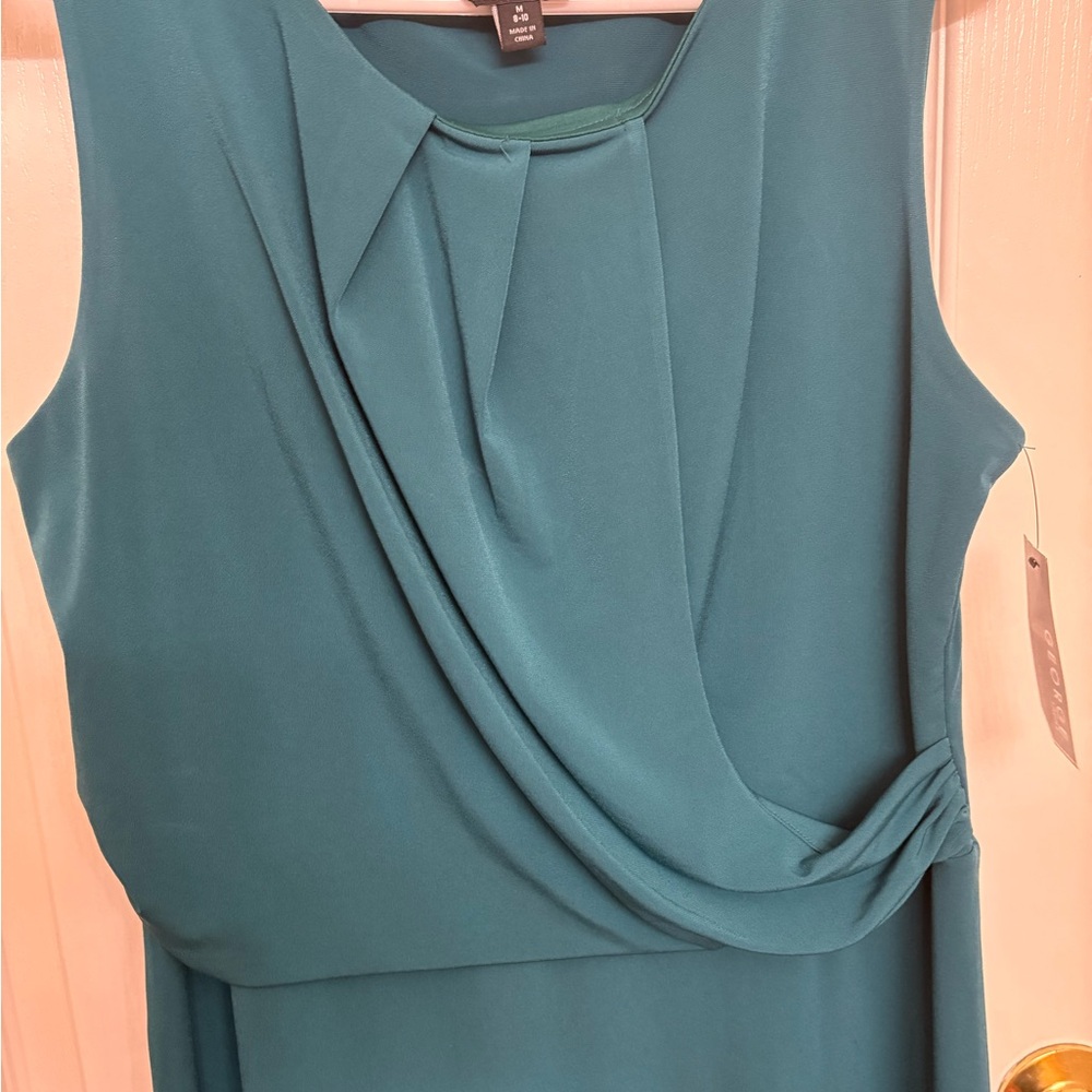 Teal Sleeveless Draped Dress